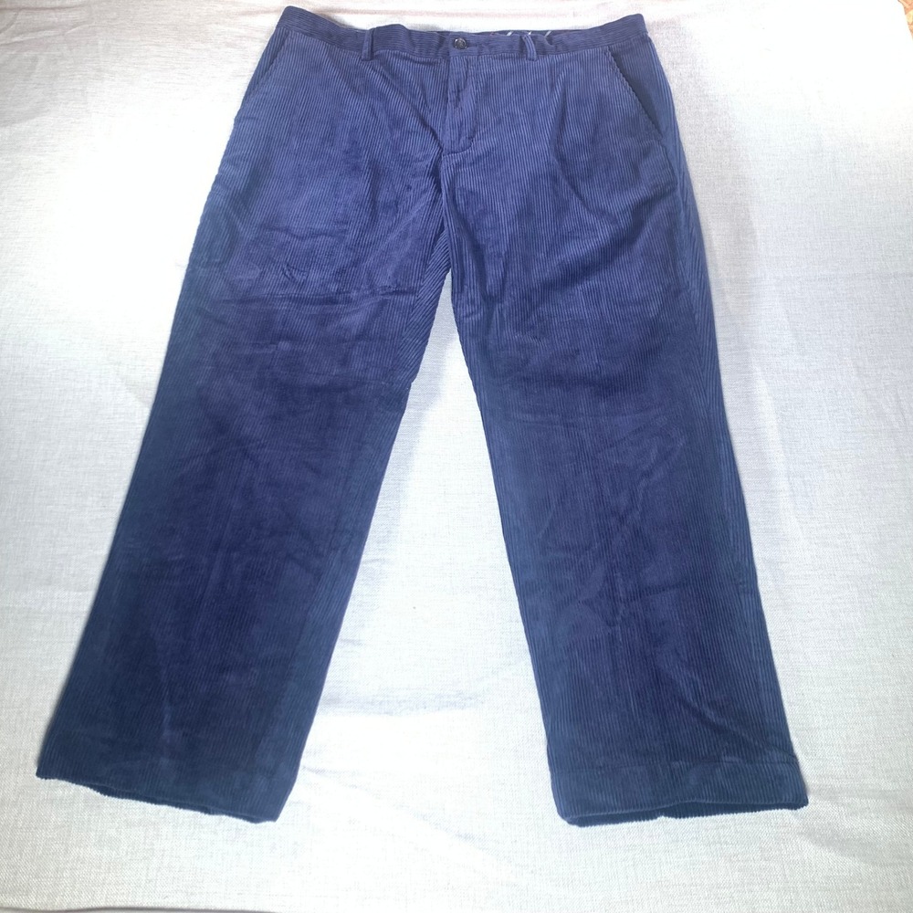 Brooks Brothers Clark Navy Corduroy Pants Mens W38 L32‎ Cuffed Fits Length 29